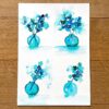Affiche aux bouquets de fleurs bleues
