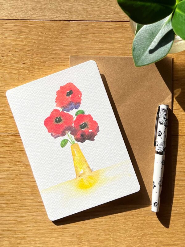 carte artisanale au bouquet de coquelicots